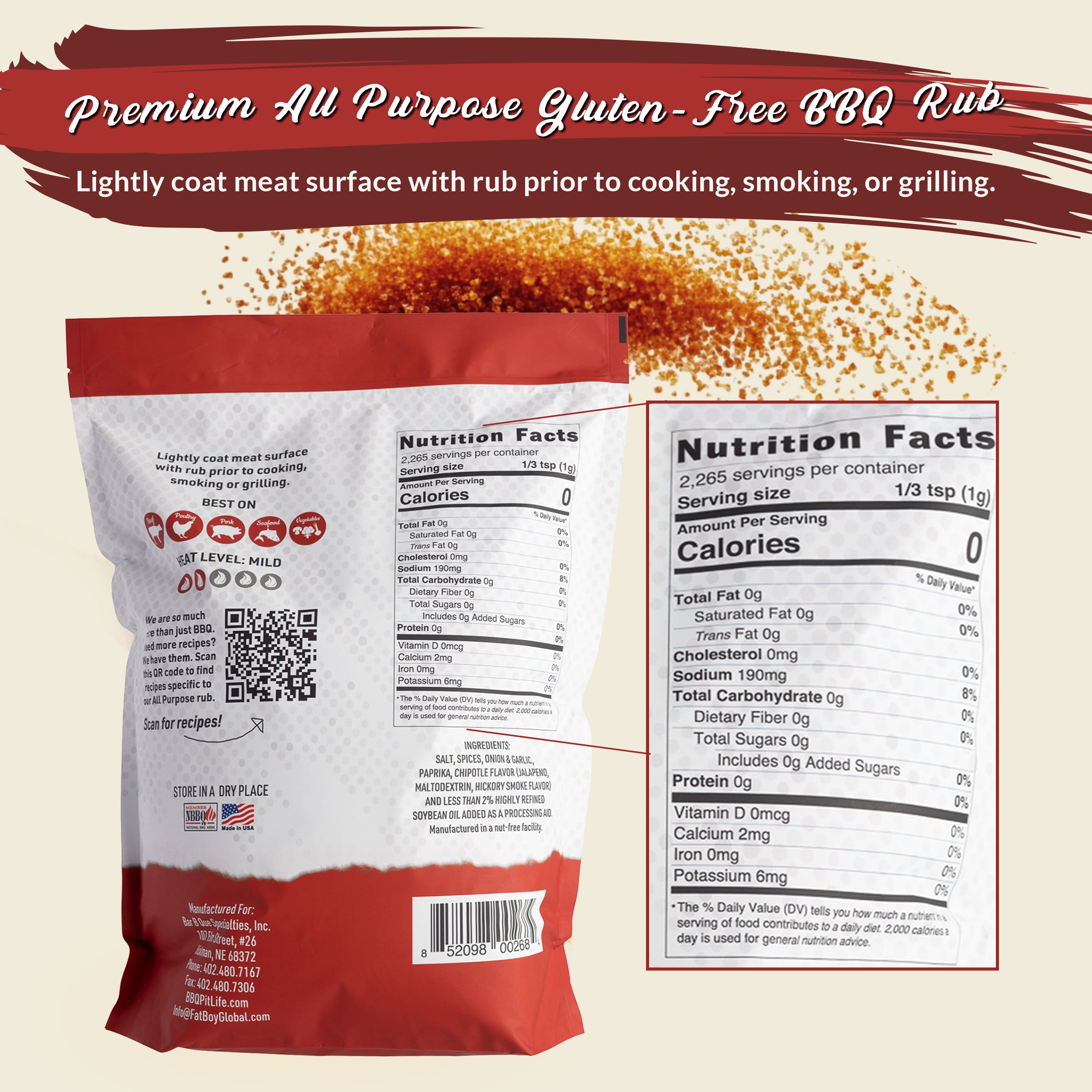Premium All Purpose Gluten Free Natural BBQ Rub 5 lb
