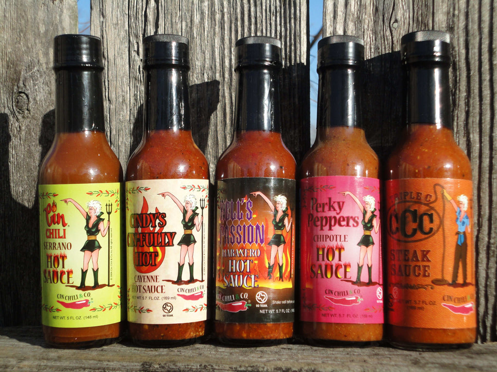 ANTHONY'S PACK...CIN CHILI'S FIRST 5 HOT SAUCES.