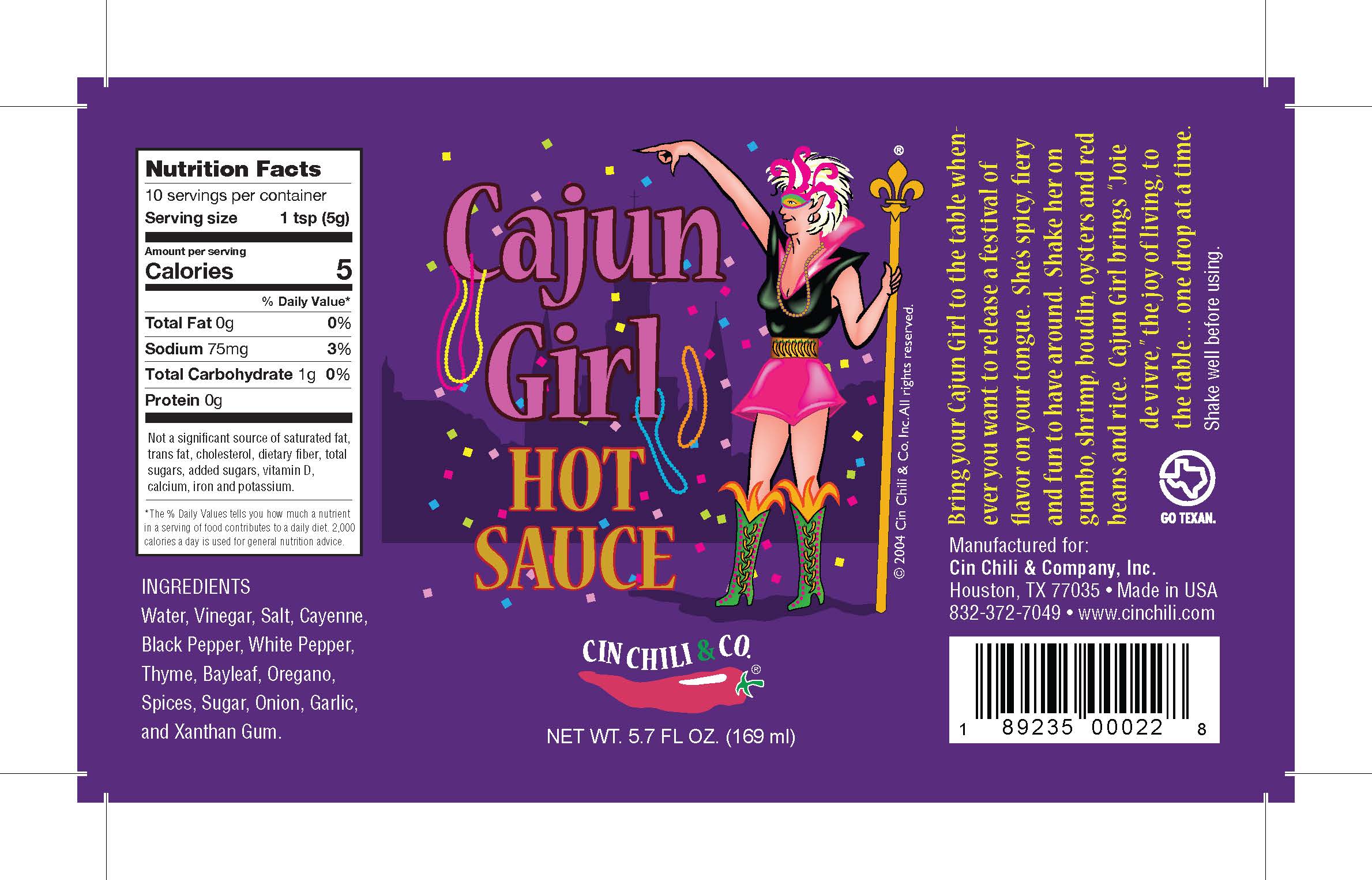 Cajun Girl Louisiana Style Hot Sauce