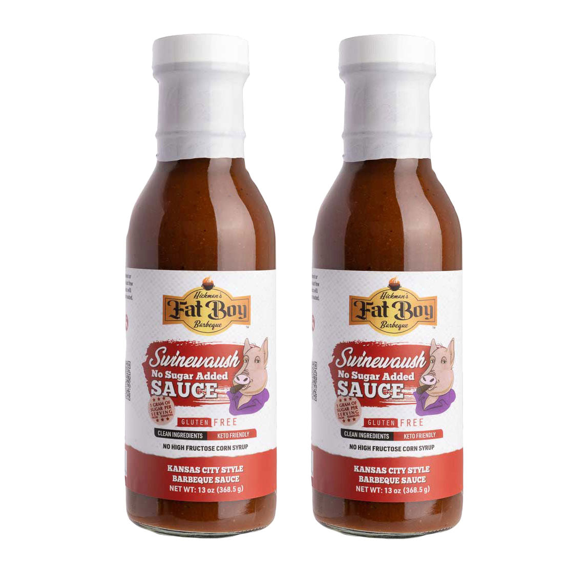 Swinewaush No Sugar Added Gluten Free Natural BBQ Sauce 13 oz - Pack of 2